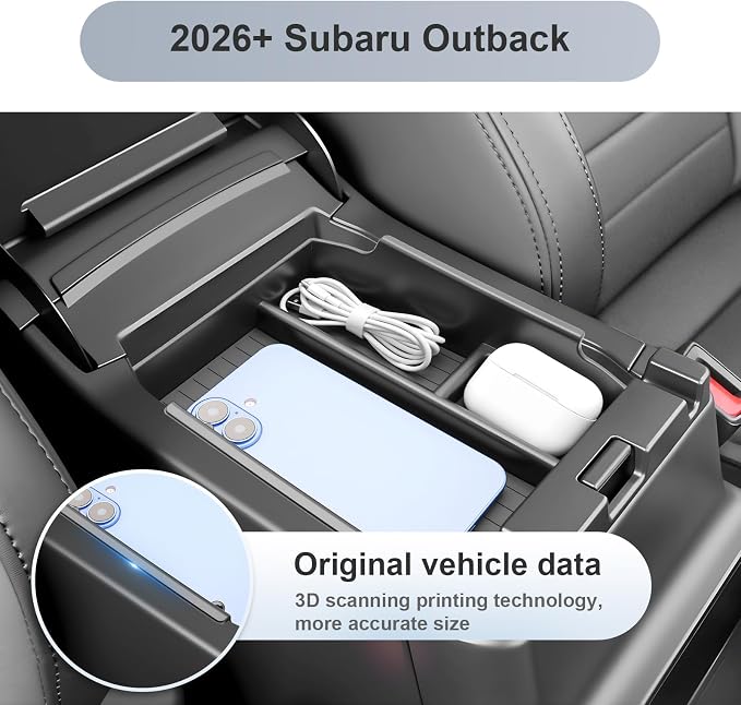 SKTU for 2026 Subaru Outback Center Console Organizer 2026+ Outback (Premium/Limited/Touring/Wilderness/Limited XT/Touring XT) Console Tray Subaru Outback 2026 Accessories ABS Insert Console Tray