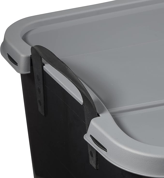Life Story 24 Pack Heavy Duty Stackable Storage Bin, 55 Quart Home Organizer, Versatile Lightweight Locking Bins with Carrying Handles, Black/Gray