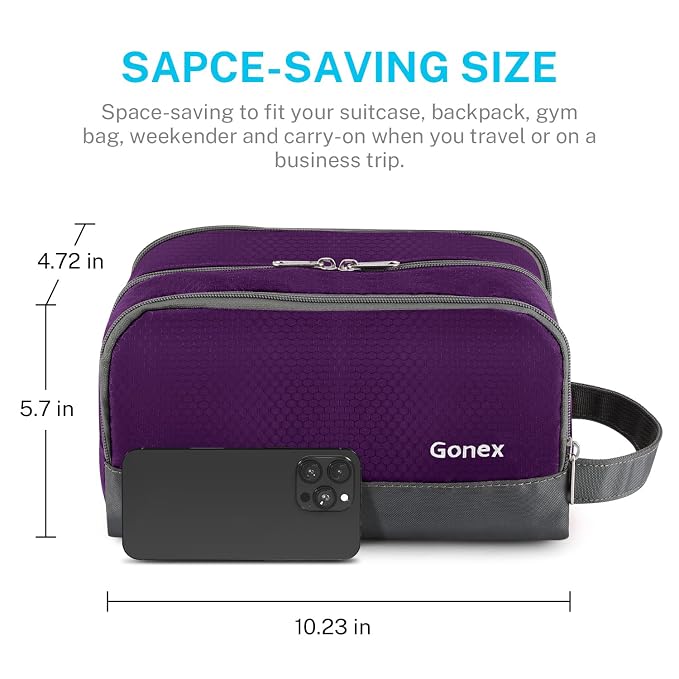 Gonex Travel Toiletry Bag Nylon, Shaving Bag Toiletry Organizer Deep Purple