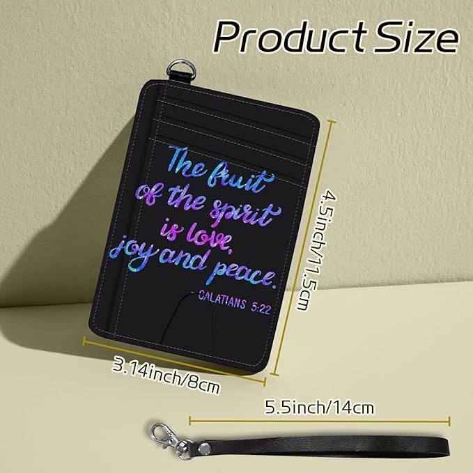 Small Travel Wallets, Bible Verse Slim Minimalist Front Pocket Wallet with Wristlet, RFID Blocking PU Leather Credit Card Holder with ID Window Change Purse for Men Women