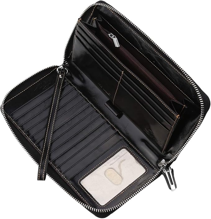 Lavemi Small Compact Women Wallet RFID Blocking Genuine Leather Bifold Purse with ID Windows
