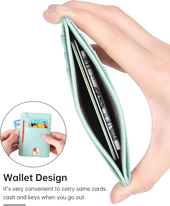 Teskyer Slim Wallet for Men, Minimalist Front Pocket RFID Blocking Leather Wallet Credit Card Holder for Men & Women