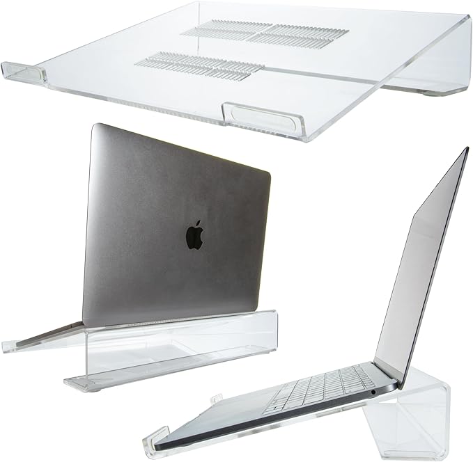 Mammoth DuraClear Acrylic Laptop Stand for Desk - Ergonomic 2.5" Elevation Acrylic Computer Riser - Laptop Stand Accessory for up to 21" Laptops