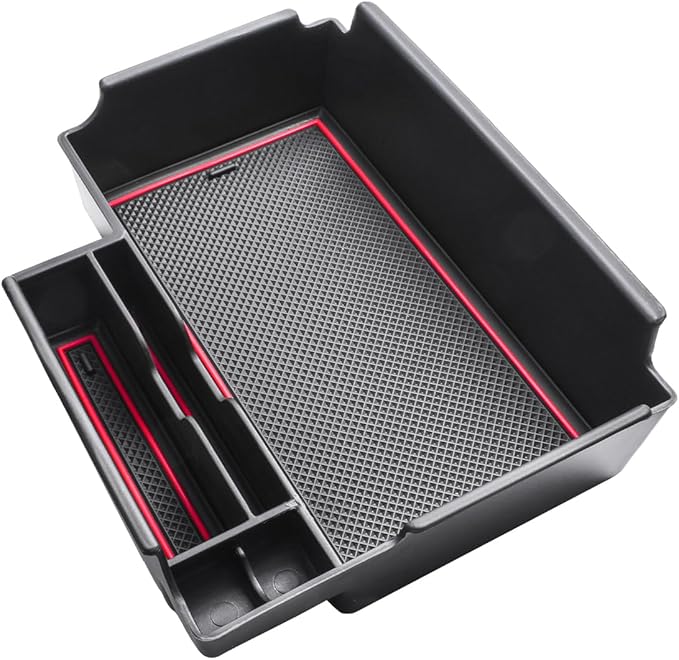HGWEI Center Console Organizer Compatible with Ford Explorer 2020 2021 2022 2023 2024 2025 2026 Interior Accessories, Coin Holder Armrest Secondary Storage Box Container Insert Divider Tray, Red