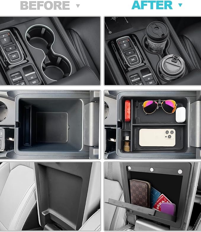 CDEFG Center Console Organizer for 2026 Honda Passport (RTL/TrailSport Elite/TrailSport) Accessories, 2026 Honda Passport Middle Console Cup Holder Armrest Hidden Storage Box(3PCS)
