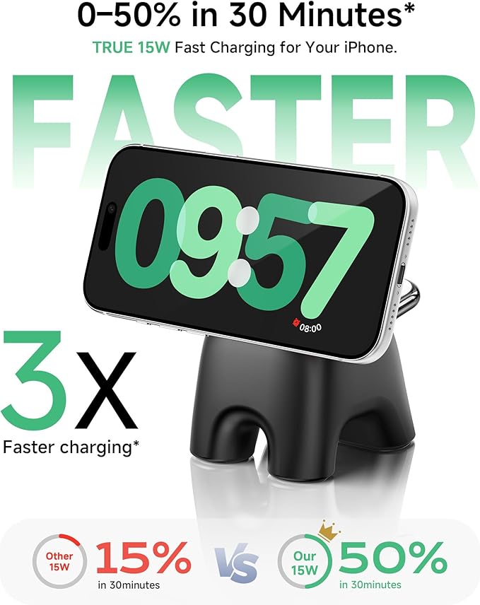 2026 Magnetic Wireless Charging Station, 15W Ultra-Fast Charger Stand for iPhone 17 16 15 14 13 12 Pro Max, 5W for Apple Watch&Airpods, 2-in-1 Foldable Charger for Home/Office/Travel(with 30W Adapter)