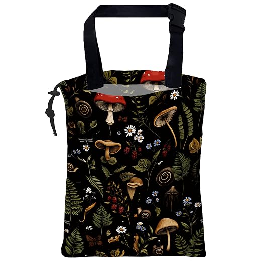 Car Trash Bag Vintage Mushrooms Berries Waterproof Car Trash Bag Hanging Leakproof Car Garbage Bag Washable Reusable Trash Bag For Car Interior Hanging Organizer Storage Vehicle Travelling Camping