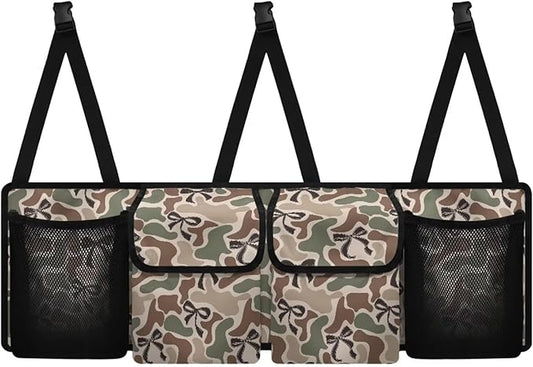 Bow Camo Hunting Car Trunk Organizer Foldable Vehicle Interior Cargo Organizers Accessories Waterproof Collapsible Car Storage Bag with 4 Pockets for Cars Sedans SUVs