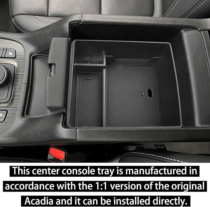 RUNROAD Center Console Organizer Compatible with GMC Acadia 2017-2023 Accessories, Insert Armrest Storage Tray Console Organizer Secondary Storage Box, Black