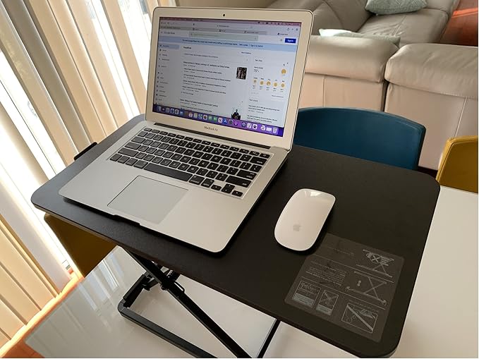 Mount Plus KBT10 Ultra Slim 24" Laptop, Keyboard and Mouse Stand | Sit Stand Adjustable Riser for Standing Desks | Lifts Up to 15.6 inches in Height | 5 Height Levels Riser
