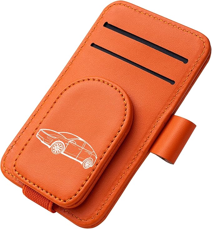 Model Y Sunglass Holder Clip Compatible with Tesla Model Y Juniper Interior Accessories Organizer Eyeglass Hanger Visor Ticket Card Decor Sunglasses Holders Part De Decorations (Orange)