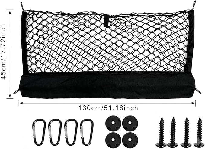 130x45CM Large Heavy-Duty Automotive Big Trunk Cargo Net | Elastic Trunk Storage Mesh Organizer Foldable Automotive Cargo Net Universal for SUV Truck Van Sedan