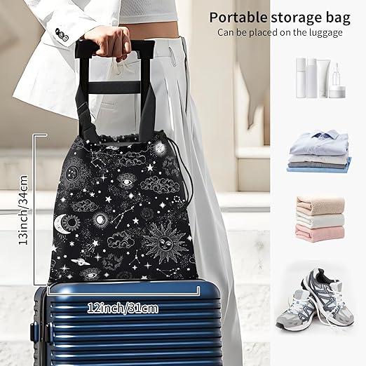 Car Trash Bag Large Hanging Can for Back of Seat, Cute Waterproof Car Garbage Bag for Vehicle, Travelling, Outdoor Cute Black White Universe