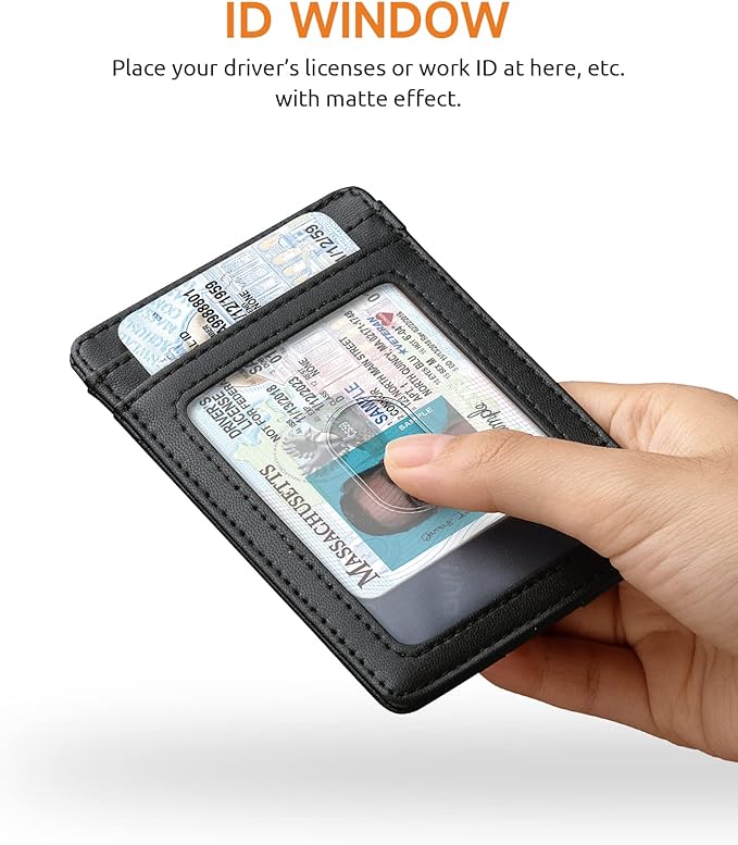 Buffway Mens Slim Wallet, Minimalist Thin Front Pocket Leather Credit Card Holder with RFID Blocking for Work Travel | Minimalist, Thin, Front Pocket, Credit Card Holder, RFID Blocking, for Work Travel