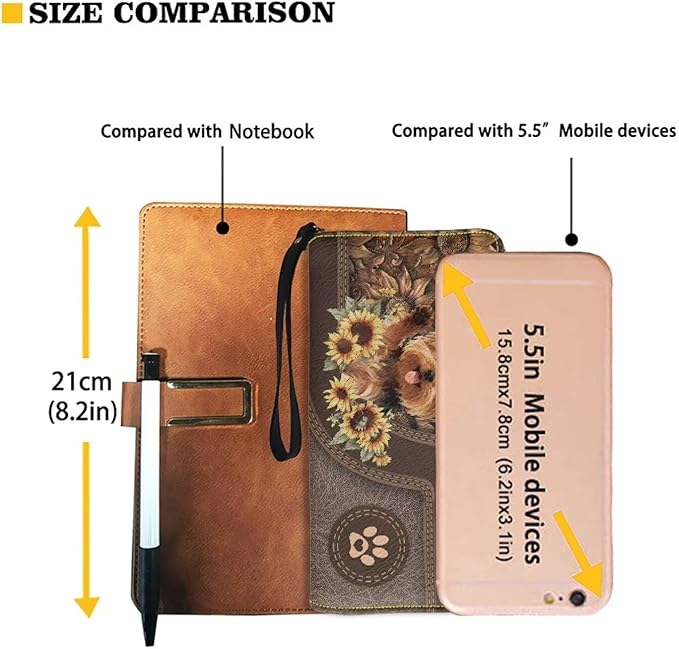 Bulopur Sunflower Yorkshire Wallet for Women RFID Blocking Leather Large Capacity Card Holder Ladies Phone Clutch Travel Long Purse Wristlet Christmas Gifts for Dog Lovers