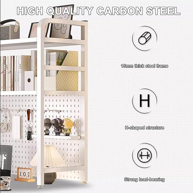 Standing Desk Shelf Desk Shelf Organizer, Countertop Hutch Bookcase Organizer, Desktop Bookcase Bookshelf Desk Hutch, Home Decor, Load Bearing Capacity 50 kg/110 lbs(White,75*68*20cm/29.5*27*8in)