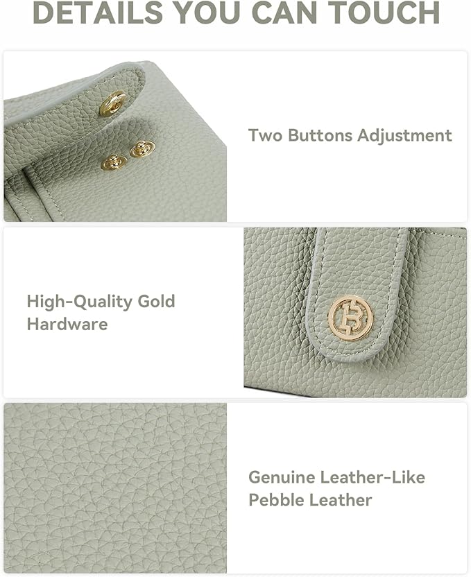 BOSTANTEN Slim Wallet for Women Small RFID Blocking Credit Card Holder Leather Bifold Wallets with Zipper Coin Pocket Light Green
