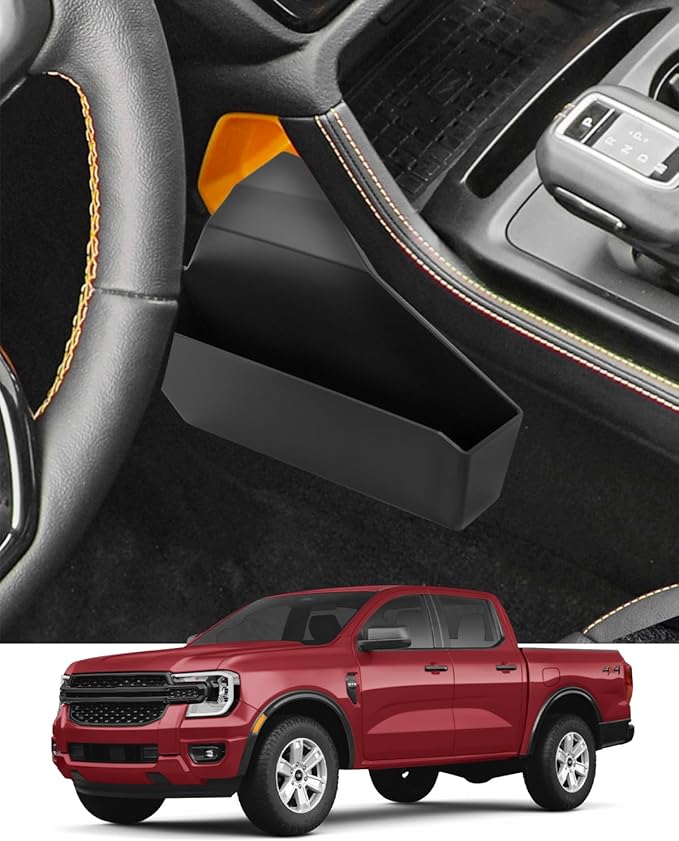 YEE PIN Front Center Console Outer Hanging Organizer Key Holder Compatible with 2024-2026 Ford Ranger Accessories Center Side Extra Storage Tray Box for Key Coin Card (Upgrade, No Need for Tape)