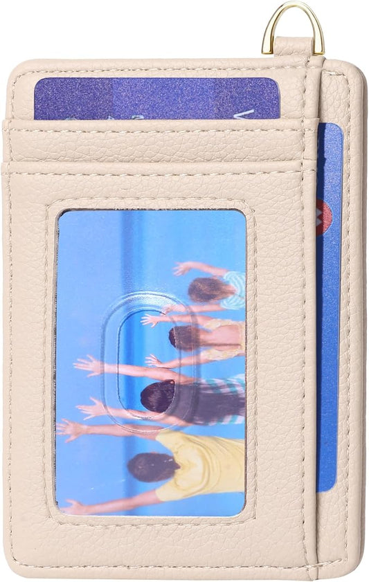 Badiya Credit Card Holder Slim Minimalist Wallet, Front Pocket Purse RFID Blocking Wallet Compact Card Case with ID Window for Women & Men