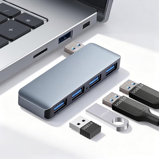 USB 3.0 Hub | Premium USB hub for Laptops Cable-Free Plug-and-Play Design, USB Splitter Seamlessly Integrated with Your Device Wide Compatibility with Laptops, Desktops and Most USB-Enabled Devices