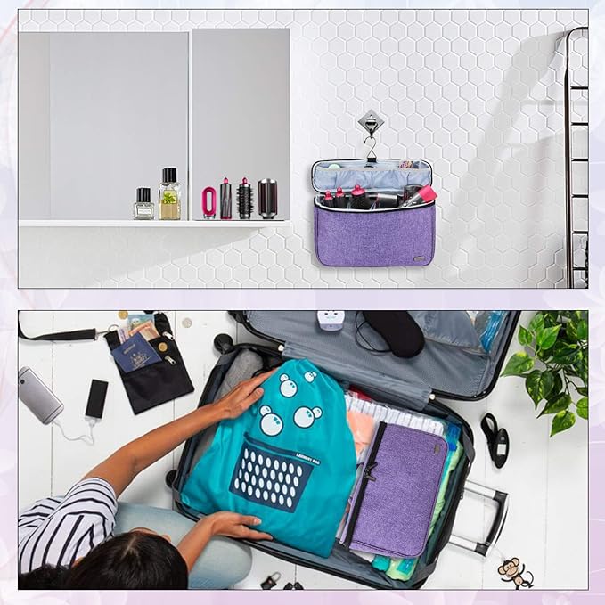 Teamoy Travel Storage Bag Compatible with Dyson Airwrap Styler, Portable Travel Organizer for Airwrap Styler and Accessories, Top-Opened, Purple