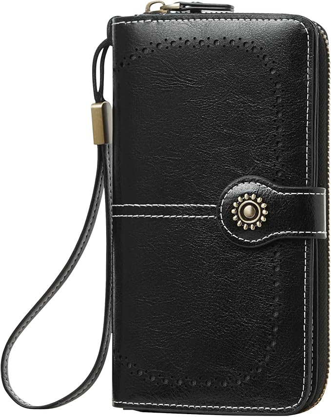TFKGS Wallet for Women RFID Blocking Leather Large Capacity Card Holder Ladies Phone Clutch Travel Long Purse Wristlet | RFID Blocking, Leather, Large Capacity, Ladies, Travel