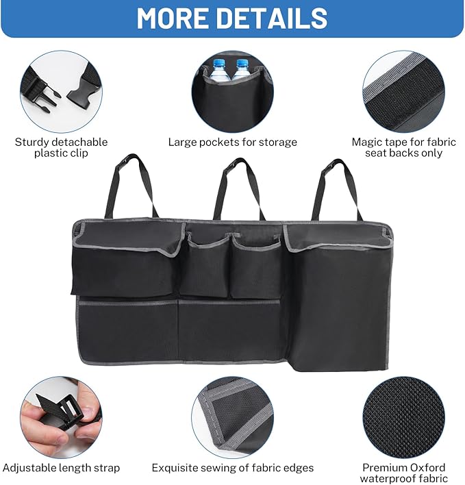Hanging Car Trunk Organizer,A Car Organizers And Storage For Backseat, Sturdy Trunk Organizer Car Accessories With 5 Pockets Sutable For SUV/MPV/Truck, Large Capacity Back Seat Organizer