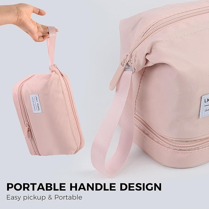 SINLAND Travel Toiletry Bag Water-resistant with Hanging Hook for Womens Large Packing with Waterproof Wet/Dry Compartment Travel Shower Bags Travel Toiletry Organizer Dopp Kit Shaving Bag