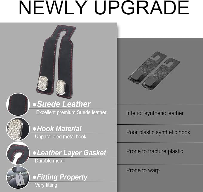 Car Seat Hooks for Headrest, Purse Hook & Back Storage Hook, Zinc Alloy & Suede Material Heavy Duty Car Hooks for Purses and Bags,Universal Fit for Most Vehicles (Black Bling Diamond-2 Pack)