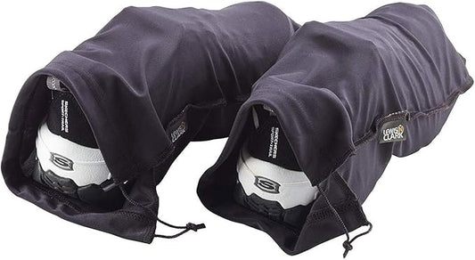 Lewis N. Clark Nylon Drawstring Travel Shoe Bags + Covers for Women & Men, 2 Pair, Charcoal/Black, 1 Pack