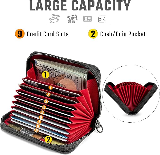 TACTICAL_GEEK PC1 EDC Durable 11-Slot Nylon Card Holder for Credit Cards, Lightweight Zippered Minimalist Wallet for Men and Women, Ideal for Work Travel, with Coin Pouch, Ultra-light and Waterproof,