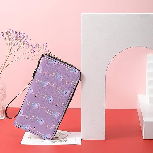 Unisex Zip Around Wallet for Adults Teens Beautiful And Colorful Rainbow Flamingo Coin Pouch Cash Pocket PU Leather Wallets Card Holder Organizer Designer Purse with Wristlet Strap