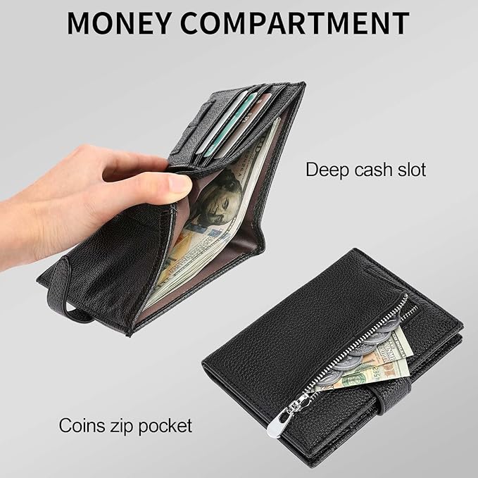 Passport Holder Wallet for Women,RFID Blocking Zippered Coins Pocket and Cash Slot Slim Compact Travel Wallet Passport Cover Case
