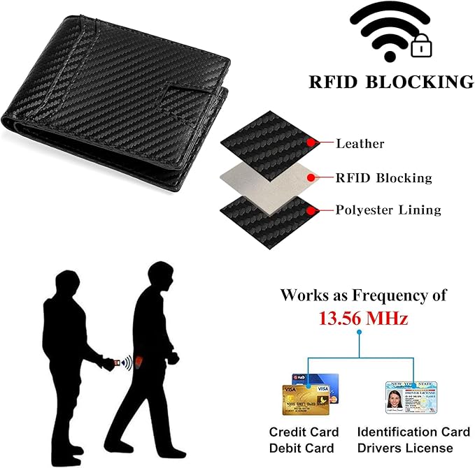 SENDEFN Wallet for Men RFID Blocking Bifold Leather Credit Card Holder