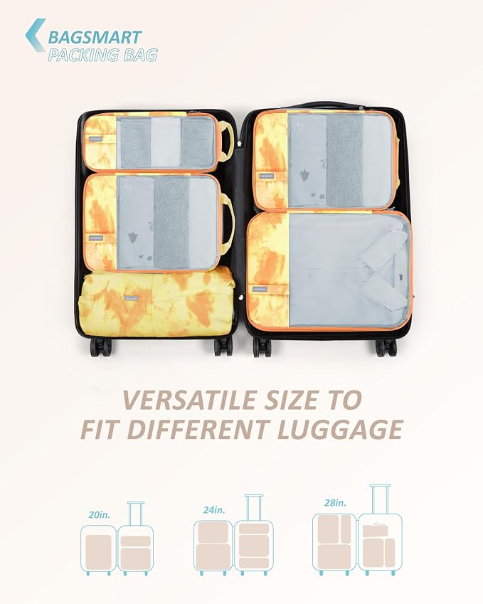 BAGSMART 6 Set /4 Set/2 Set Compression Packing Cubes for Travel, Lightweight Luggage Organizer Bags, Durable Space Saver Bags Travel Essentials
