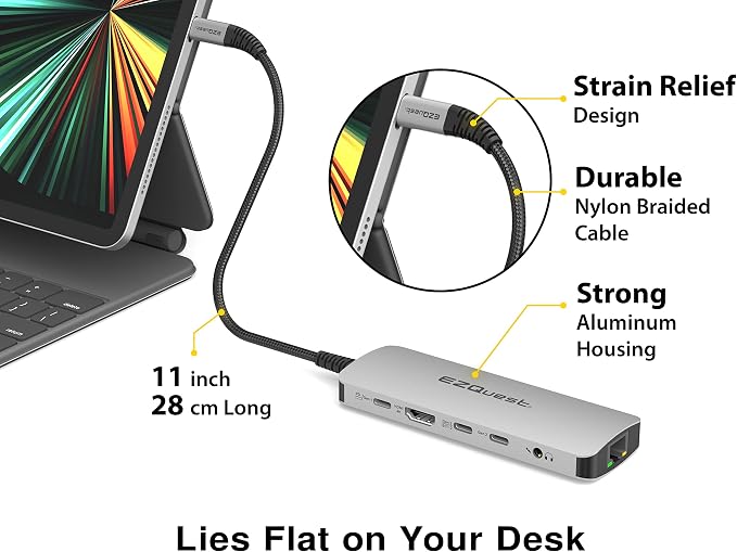USB-C Hub Docking Station 10 in 1 with 4K HDMI 60Hz, 1 GBS Ethernet, 2 USB C Gen 2 10Gbs, 1 PD 3.0, 2 USB-A 3.0, Audio Ports, SD/Micro SD, Compatible with USB Type C/Thunderbolt Computers