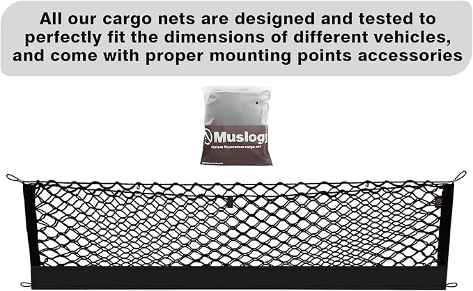Muslogy Truck Bed Cargo Net Trunk Netting Compatible with 2018-2025 2026 Toyota Camry Accessories, Pickup Cargo Organizer SUV Sedan Storage Net w/Heavy Duty Carabiners