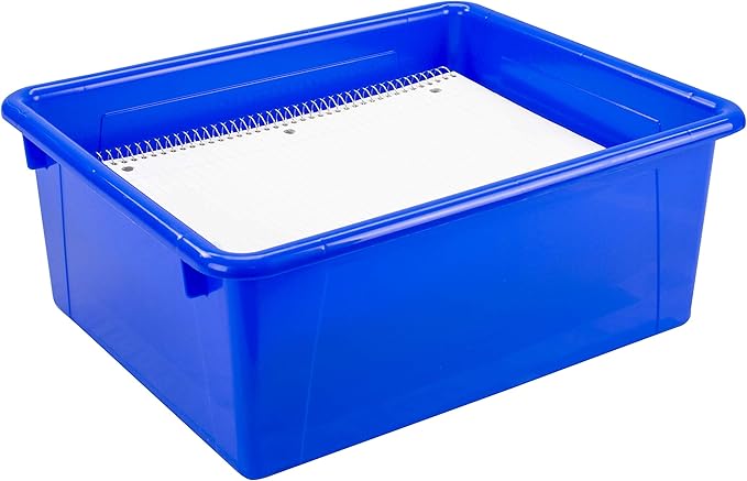Storex Letter Size Deep Storage Tray – Organizer Bin for Classroom, Office and Home, Assorted Colors, 5-Pack (62530A05C), 10 x 13 x 5 Inches