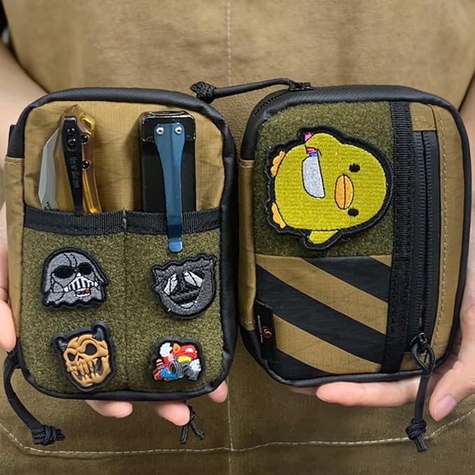 ROARING FIRE Brigos EDC Organizer Pouch Nylon Utility Pouch with RFID Theft-Proof Pocket. EDC Pocket Organizer Pouch for Men, 3 YKK Zipper Pockets, 5 Insert Pockets (Black Stripes Pattern Version)