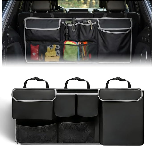 Car Trunk Storage Organizer, Waterproof Car Seat Organizer Backseat, Oxford Cloth & 8-Pocket, Collapsible Interior Accessories for SUV Truck MPV Van