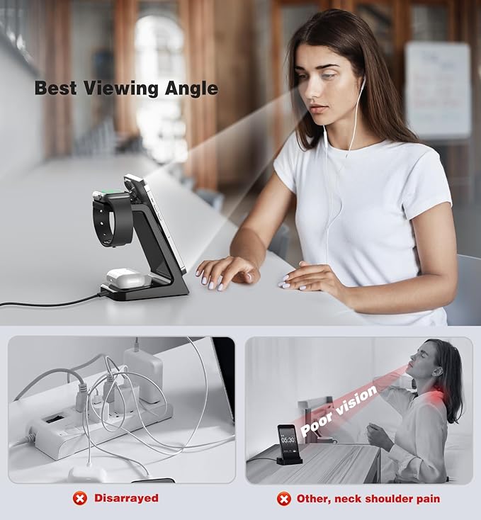 3 in 1 Magnetic Wireless Charging Station Apple 20W Charger Stand Magnetic Wireless Charger for iPhone 16 15 14 13 12 Pro/Pro Max/Plus/Mini AirPods 2/3/Pro iWatch Ultra/8/7/SE/6/5/4/3/2 (3 in 1)