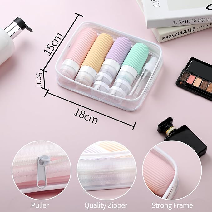Mrsdry 16 Pack Travel Bottles Set, TSA Approved Leak Proof Silicone Squeezable Containers for Toiletries, Refillable Travel Accessories for Conditioner, Shampoo, Lotion & Body Wash Accessories
