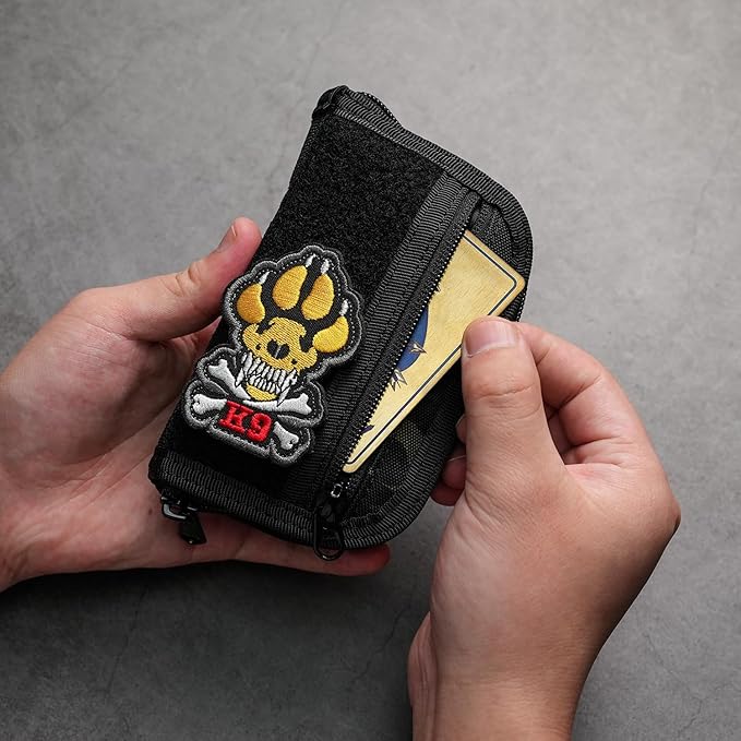 VIPERADE VE21 EDC Pouch Small Pocket Organizer with 9 Compartments, Pocket Tool Pouch with Patches Display Panel, Mini Organizer Bag for Men (Black Camo)