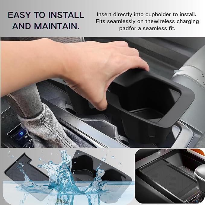 Wireless Charging Mat and Cup Holder Insert Compatible with 2025 2026 Toyota Camry, Center Console Liner Anti-Slip Protective Pad Drink Holder Cover for 9th Gen Camry Accessories