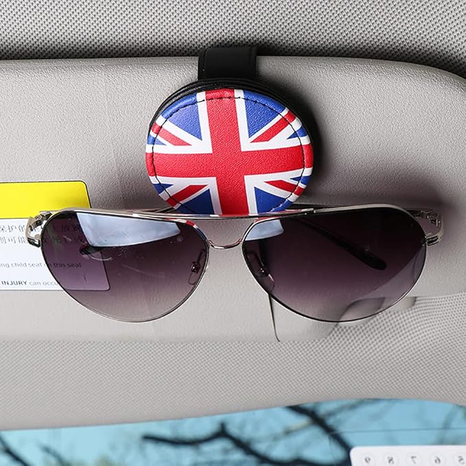 for Mini Cooper Universal Visor Car Glasses Sunglasses Holder Storage Fastener Portable Clip Vehicle Auto R55 R56 R60 F56 F55 F60 (Union Jack)