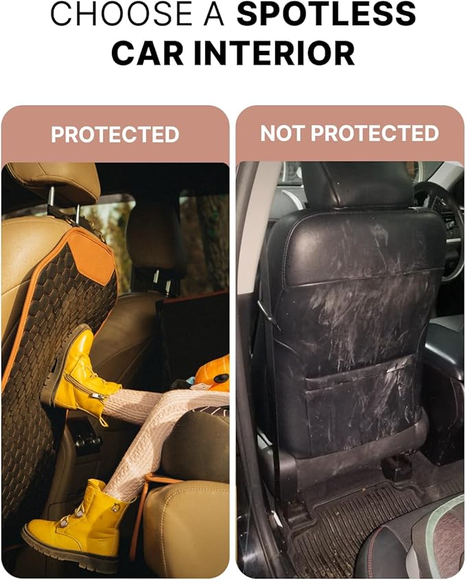 Owleys Set Car Seat Protector & Seat Back Protector Hexy One - Kick Mat Back Seat Protector Hexy - Waterproof & Non-Slip Car Seat Protector