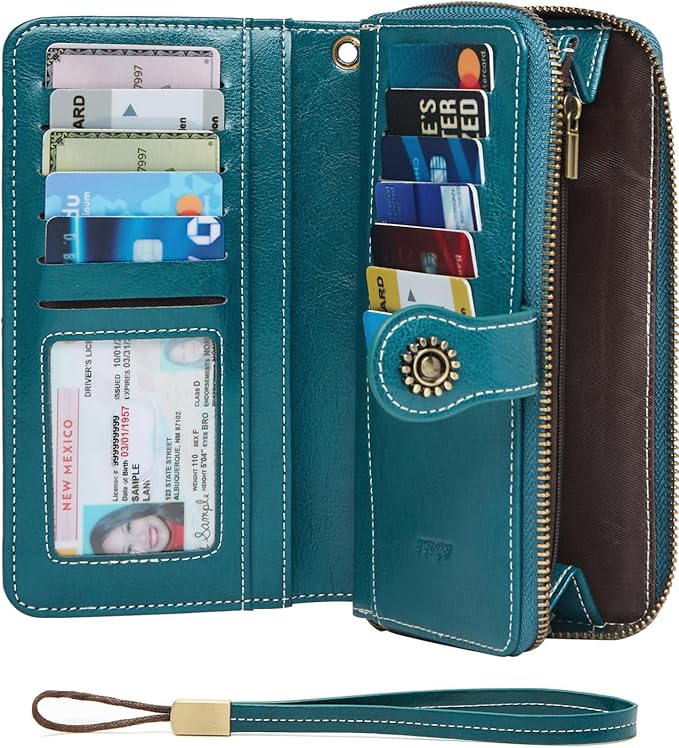 TFKGS Wallet for Women RFID Blocking Leather Large Capacity Card Holder Ladies Phone Clutch Travel Long Purse Wristlet | RFID Blocking, Leather, Large Capacity, Ladies, Travel