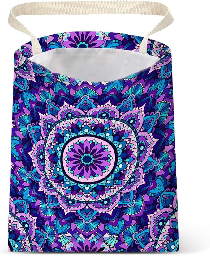 IRADA Mandala Flower Car Trash Bag - Purple, Polyester, 11X14 inches, 154 cubic inches, Car Accessory