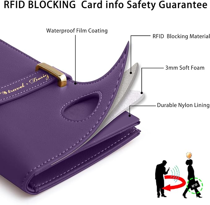 Passport Holder for Family,RFID Travel Document Organizer for Women,RFID Passport Wallet with Airtag Holder,Family Passport Protector Case, Anti-Lost Travel Essentials(Air tag Not Included)