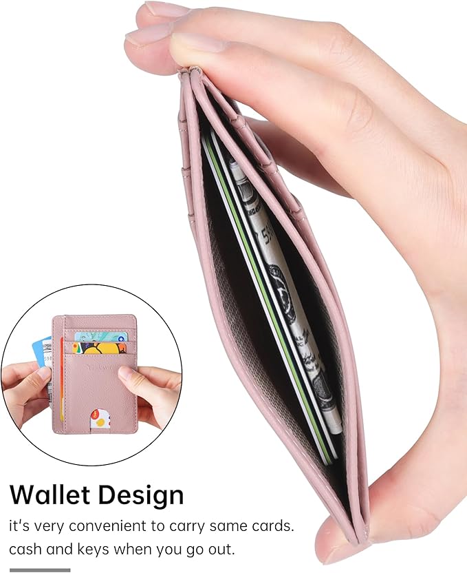Teskyer Slim Wallet for Men, Minimalist Front Pocket RFID Blocking Leather Wallet Credit Card Holder for Men & Women